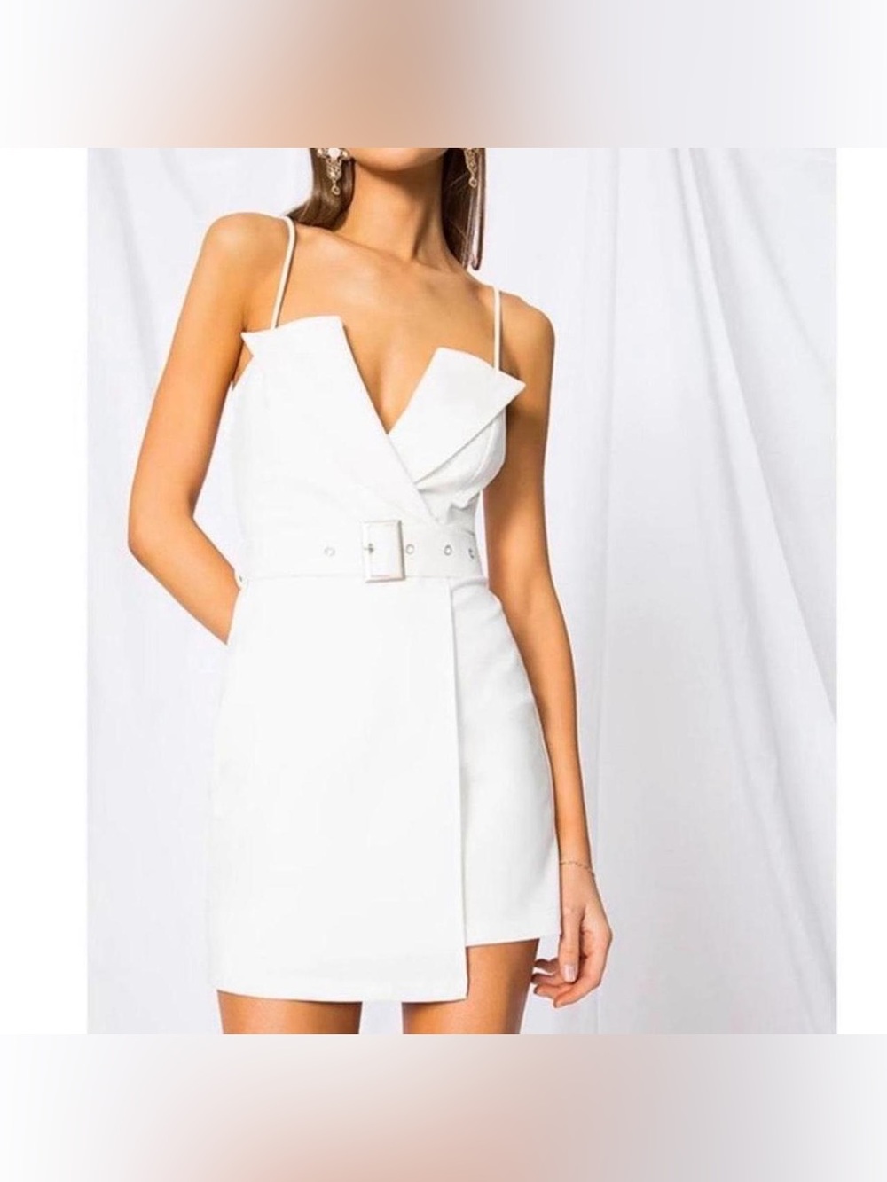 superdown Kasey White Belted Blazer Mini Dress XS Revolve Tuxedo Cocktail
